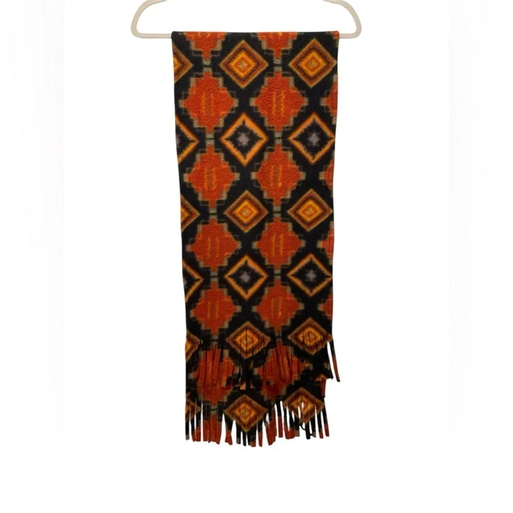 Book Gear Geometric Patterned Orange and Black Scarf OS